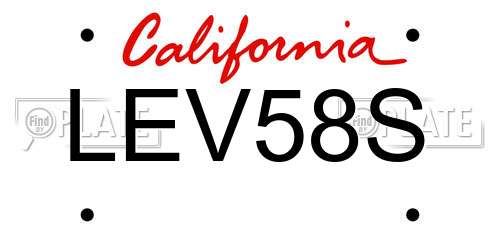 LEV58S California License Plate
