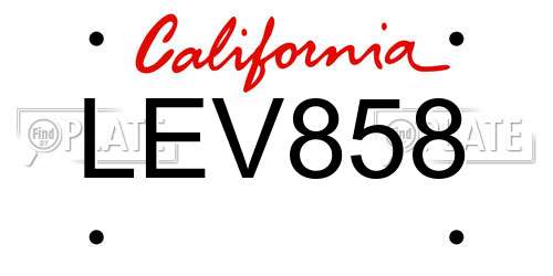 LEV858 California License Plate