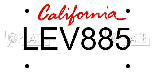 LEV885 California License Plate