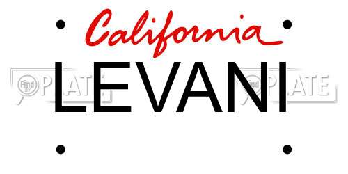 LEVANI California License Plate
