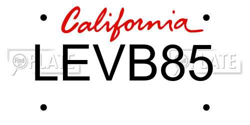 LEVB85 California License Plate