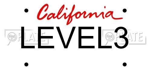 LEVEL3 California License Plate