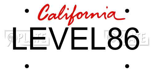 LEVEL86 California License Plate