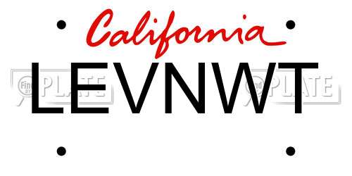 LEVNWT California License Plate