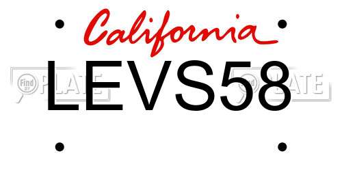 LEVS58 California License Plate