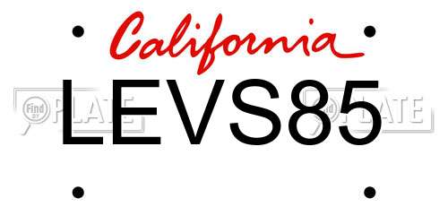 LEVS85 California License Plate