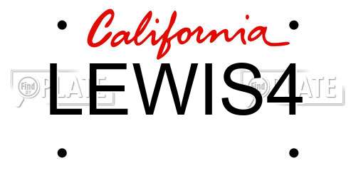 LEWIS4 California License Plate