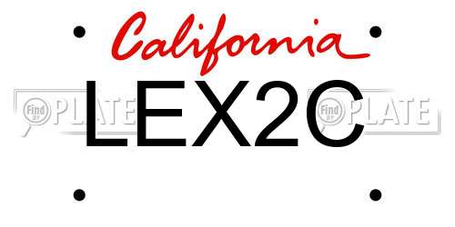 LEX2C California License Plate
