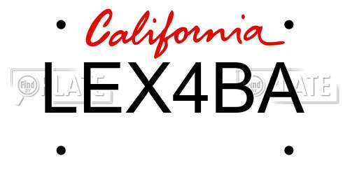 LEX4BA California License Plate