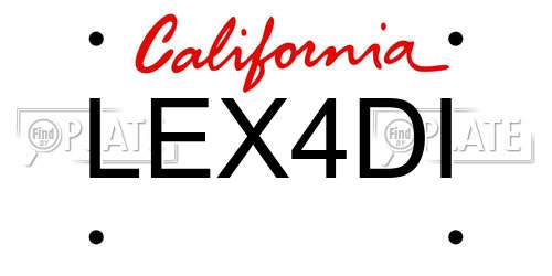 LEX4DI California License Plate