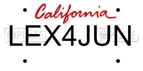 LEX4JUN California License Plate