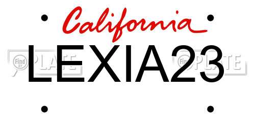 LEXIA23 California License Plate