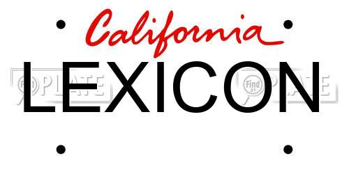 LEXICON California License Plate