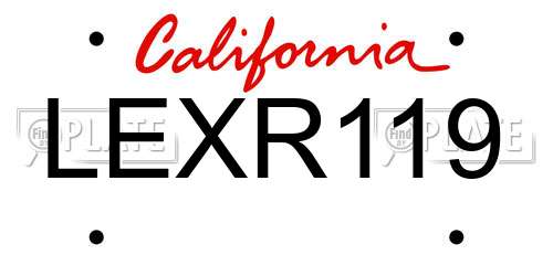 LEXR119 California License Plate