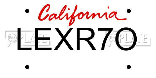 LEXR7O California License Plate
