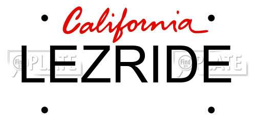 LEZRIDE California License Plate