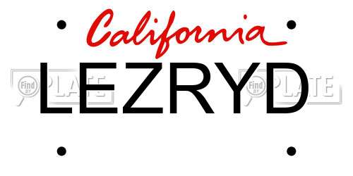 LEZRYD California License Plate