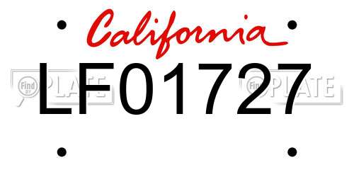 LF01727 California License Plate