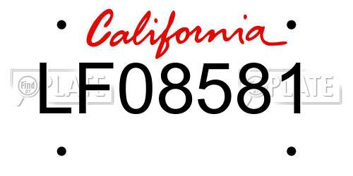 LF08581 California License Plate