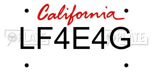 LF4E4G California License Plate