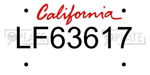 LF63617 California License Plate