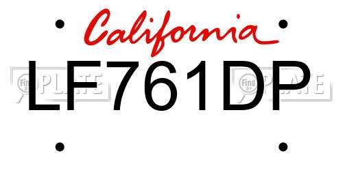 LF761DP California License Plate