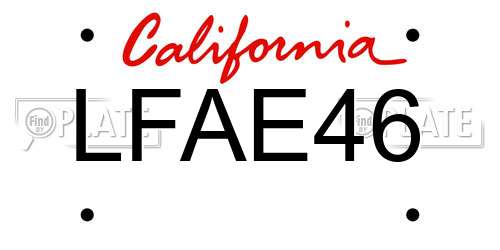 LFAE46 California License Plate
