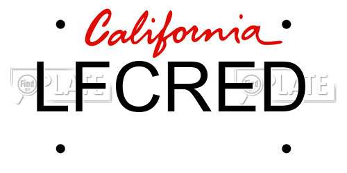 LFCRED California License Plate