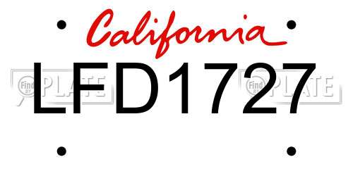 LFD1727 California License Plate