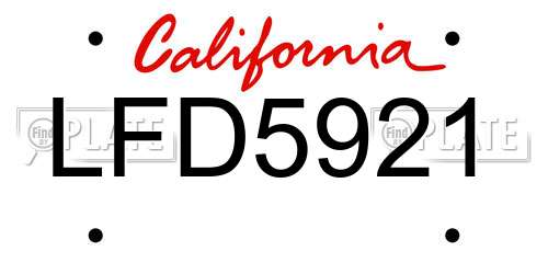 LFD5921 California License Plate