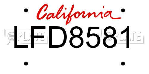 LFD8581 California License Plate