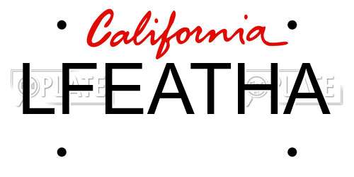 LFEATHA California License Plate