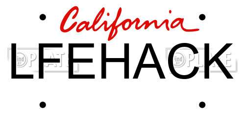 LFEHACK California License Plate