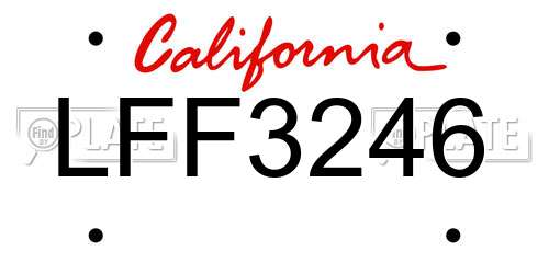 LFF3246 California License Plate