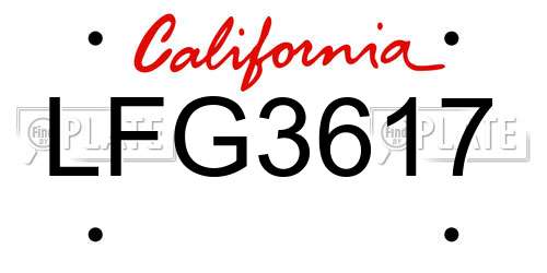 LFG3617 California License Plate