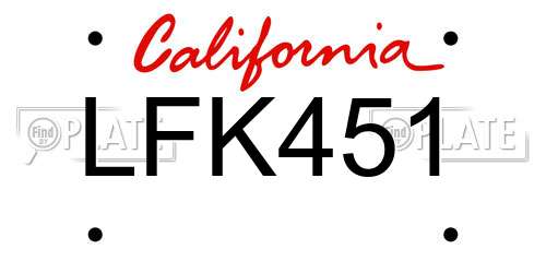 LFK451 California License Plate