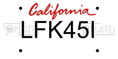 LFK45I California License Plate