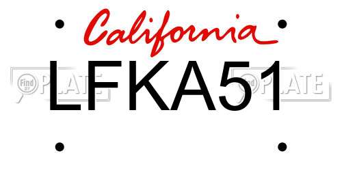 LFKA51 California License Plate