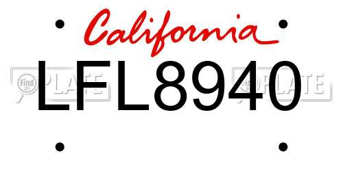 LFL8940 California License Plate