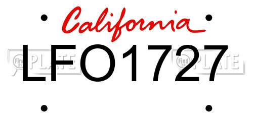 LFO1727 California License Plate