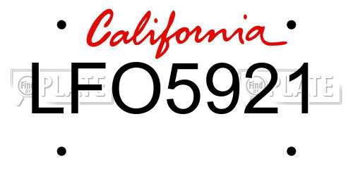 LFO5921 California License Plate