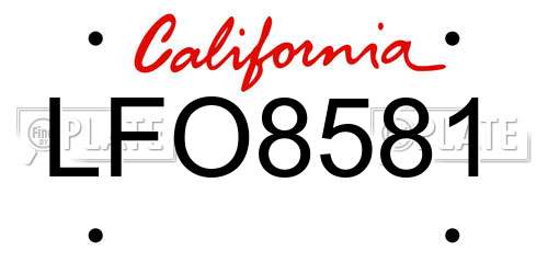 LFO8581 California License Plate