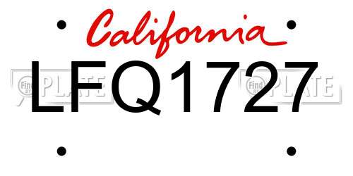 LFQ1727 California License Plate