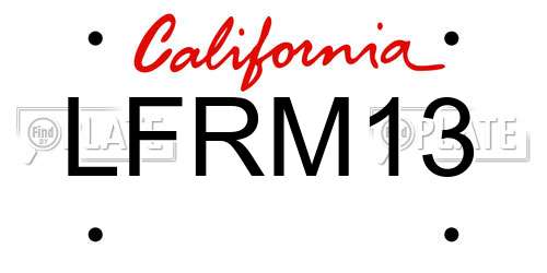 LFRM13 California License Plate