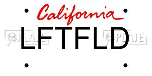 LFTFLD California License Plate