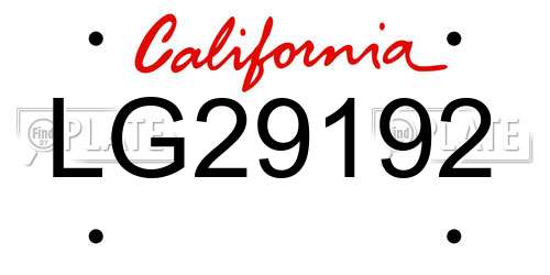LG29192 California License Plate
