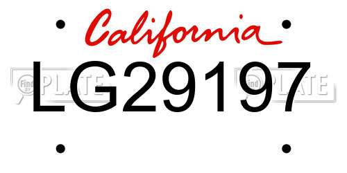 LG29197 California License Plate