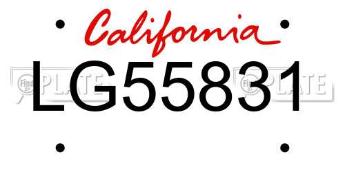LG55831 California License Plate