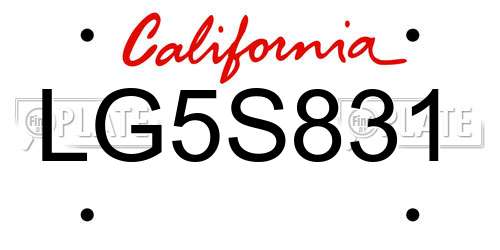 LG5S831 California License Plate