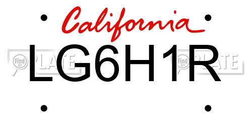 LG6H1R California License Plate